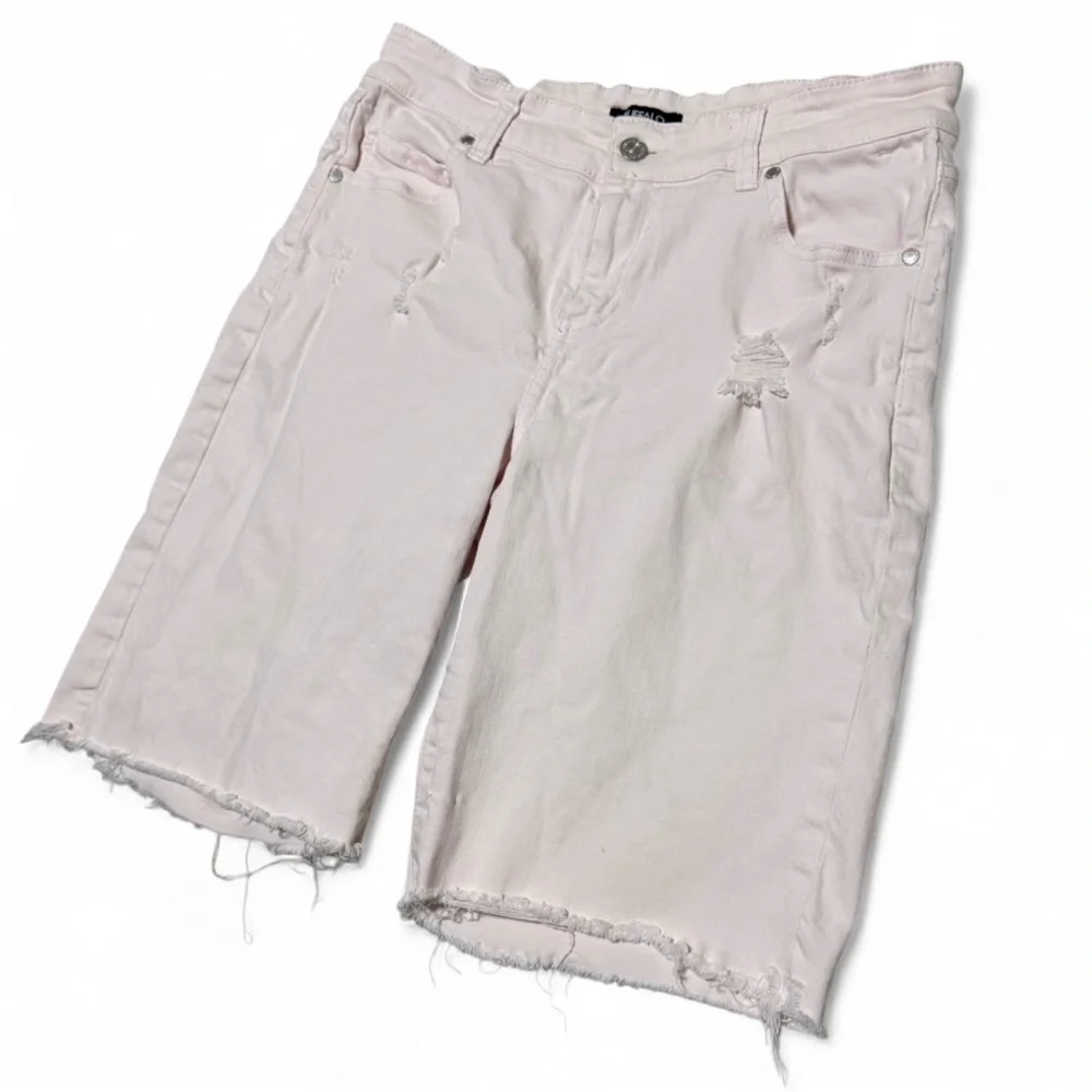 Buffalo David Bitton Tandi Distressed Bermuda Shorts - Pastel Pink - Size 10/30 - Picture 2 of 6
